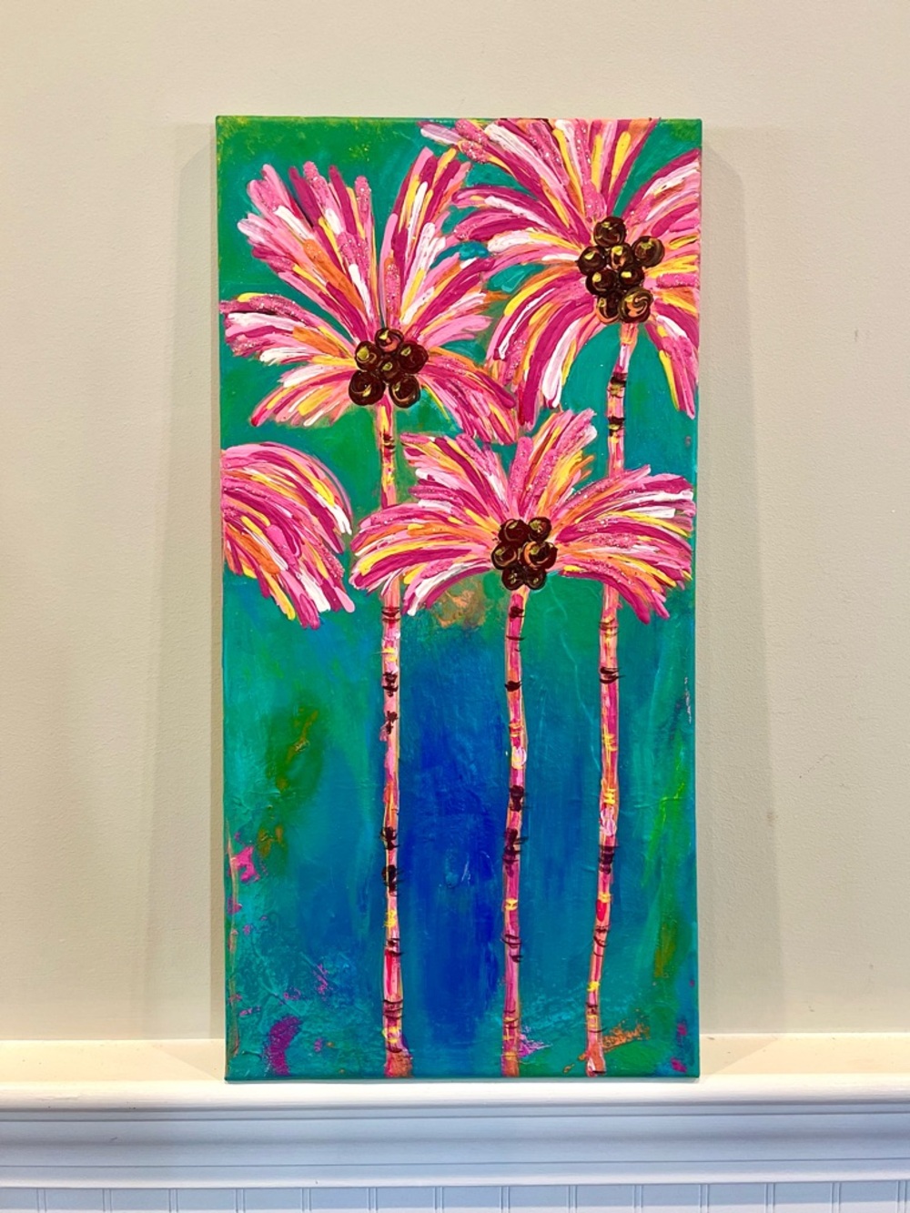 Vibrant Pink Palm Tree Canvas Art - Modern Tropical Wall Decor